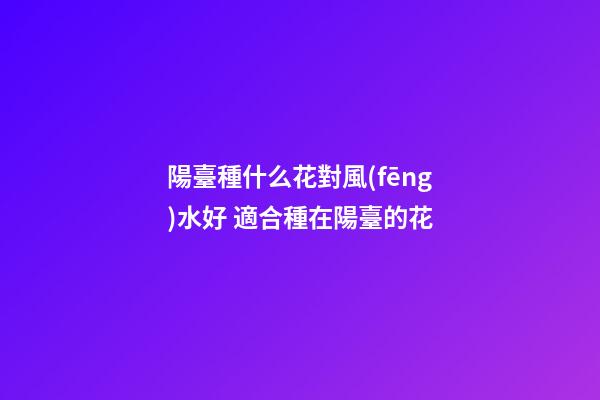陽臺種什么花對風(fēng)水好 適合種在陽臺的花